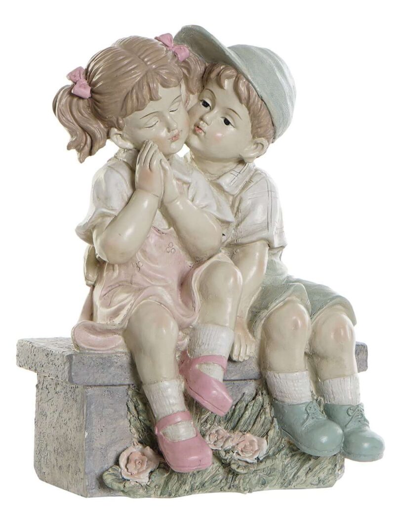 Decorazione In Resina Bimbi Affettuosi Sulla Panchina