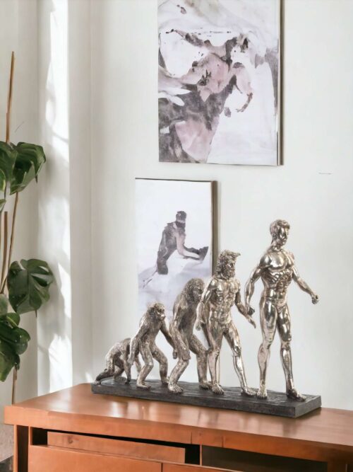 Decorazione in Resina Cromato Platino EVOLUZIONE dell'UOMO
