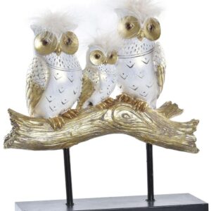 Decorazione in Resina Famiglia di Gufetti su Tronco