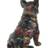 Decorazione In Resina Cane Bulldog Nero Multicolore Seduto