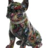 Decorazione In Resina Cane Bulldog Nero Multicolore Seduto