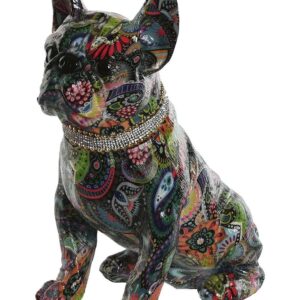 Decorazione in Resina Cane Bulldog Nero Multicolore Seduto
