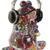 Decorazione In Resina Rana Con Cuffia Multicolore