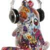 Decorazione In Resina Rana Con Cuffia Multicolore