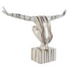 Scultura Uomo Nudo Platinato Accovacciato Su Piedistallo