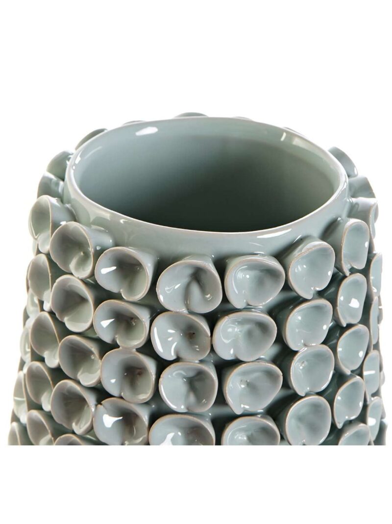 Vaso In Gres Porcellana Con Rilievi Applicati H27Cm