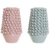 Vaso In Gres Porcellana Con Rilievi Applicati H27Cm