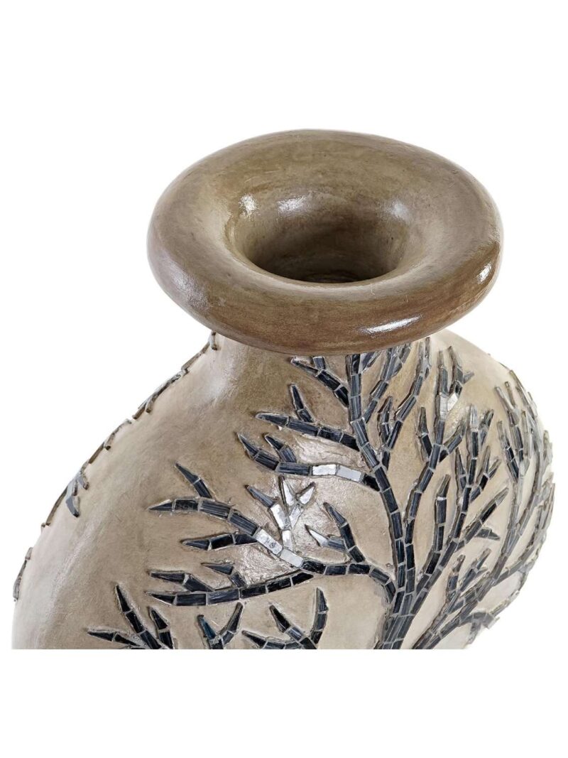 Vaso In Terracotta Beige Con Albero Decorato In Cristalli Di Vetro Colorato