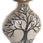 Vaso in Terracotta Beige con Albero Decorato in Cristalli di Vetro Colorato