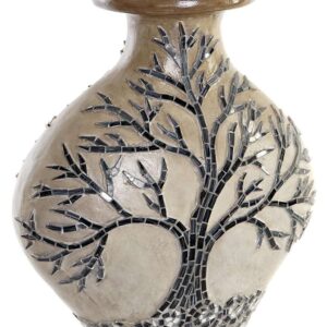 Vaso in Terracotta Beige con Albero Decorato in Cristalli di Vetro Colorato