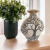 Vaso In Terracotta Beige Con Albero Decorato In Cristalli Di Vetro Colorato