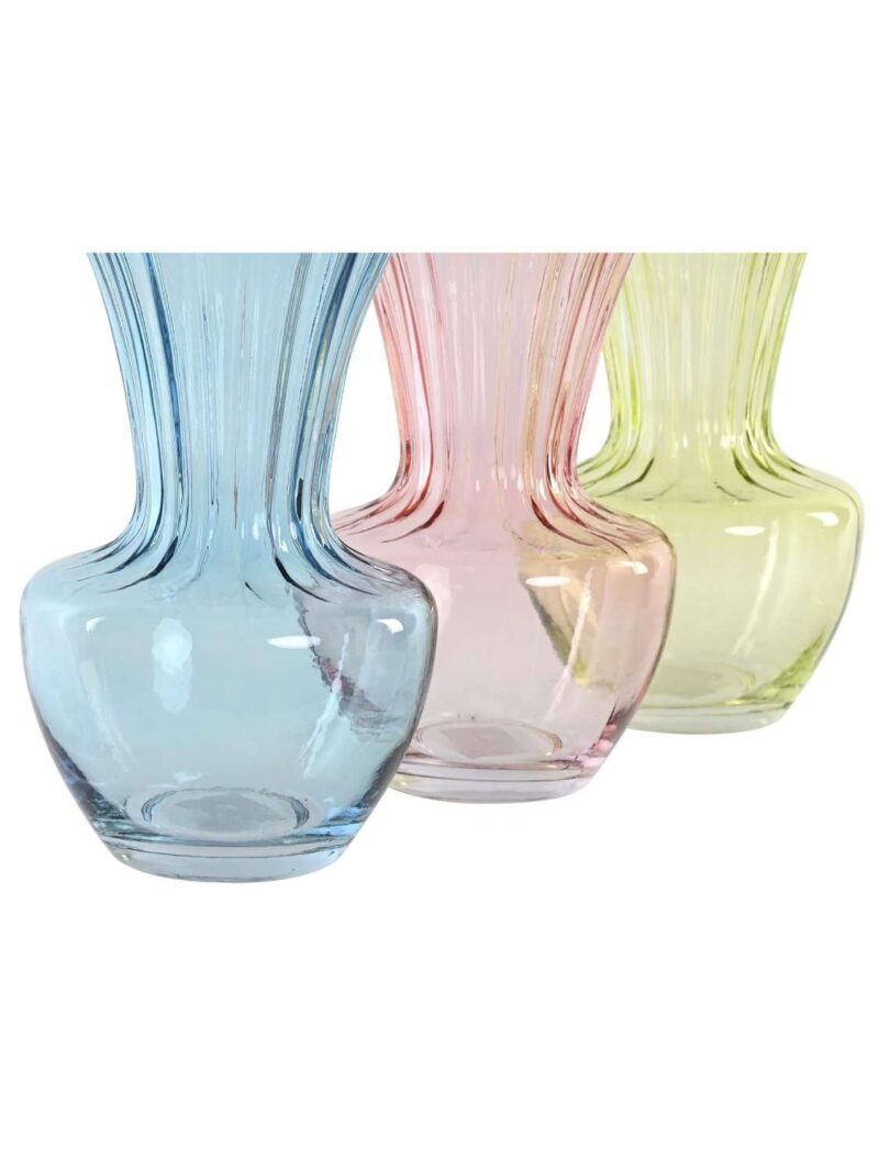 Vaso In Cristallo Azzurro Rosa Verde 15X15X25