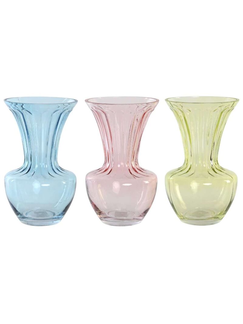 Vaso In Cristallo Azzurro Rosa Verde 15X15X25