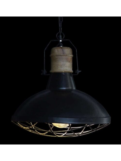 Lampadario da Soffitto in Ferro e Legno di Mango