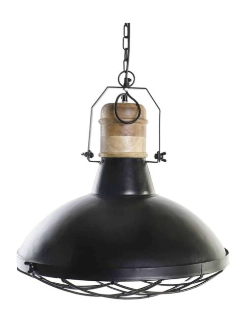 Lampadario da Soffitto in Ferro e Legno di Mango