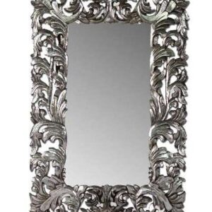 Specchio FOGLIE Silver Legno Intagliato a Mano 120x90