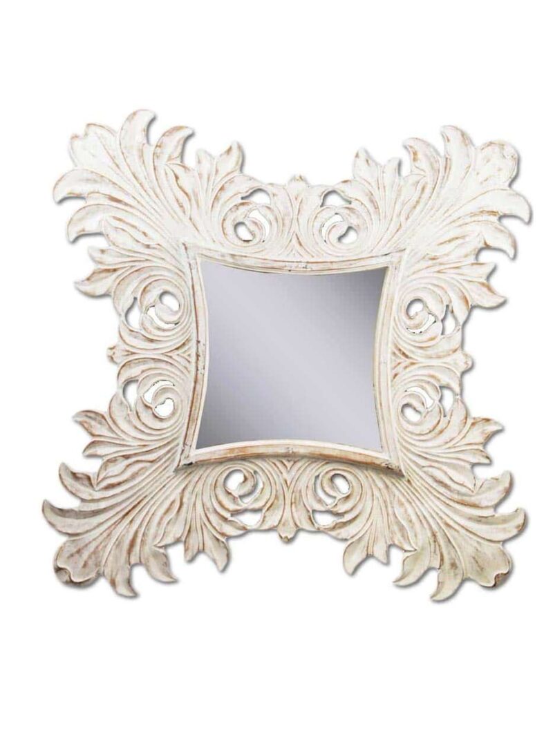 Specchio Fiamme Legno Naturale White Decapato