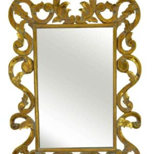 Specchio Intagliato Cornice Legno White Gold