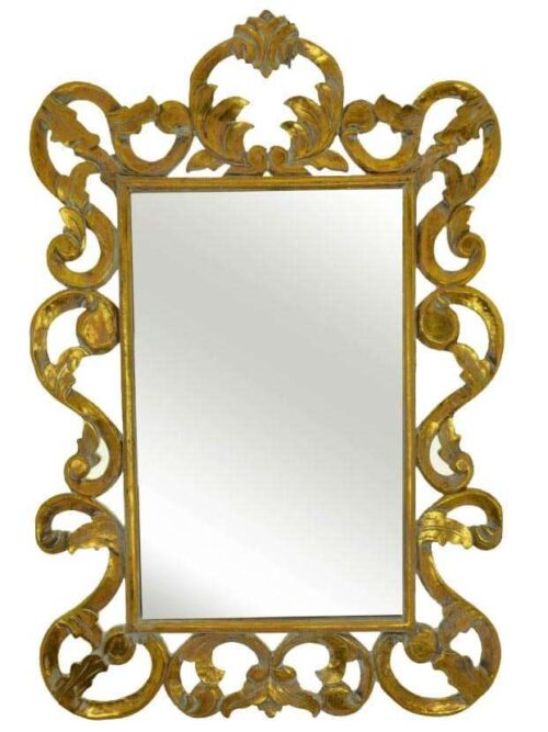 Specchio Intagliato Cornice Legno White Gold
