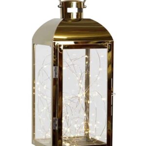 Lanterna Decorativa Metallo Oro Illuminata