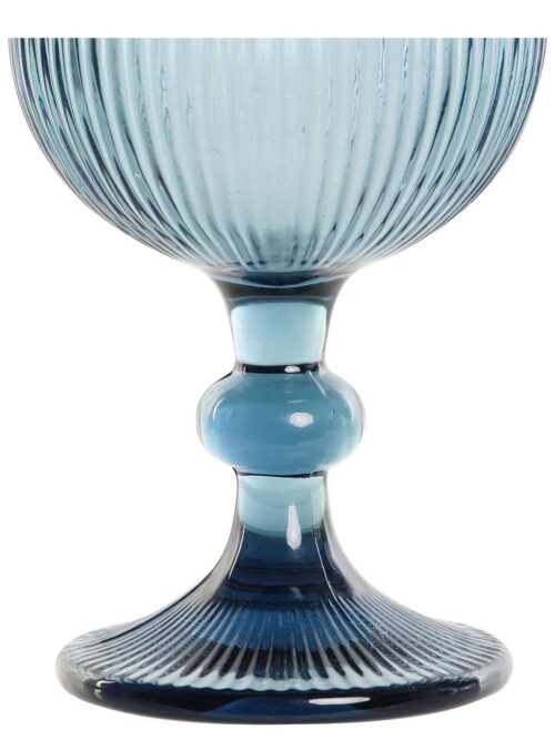 Set di 6 Bicchieri in Cristallo Grattato Colore Azzurro