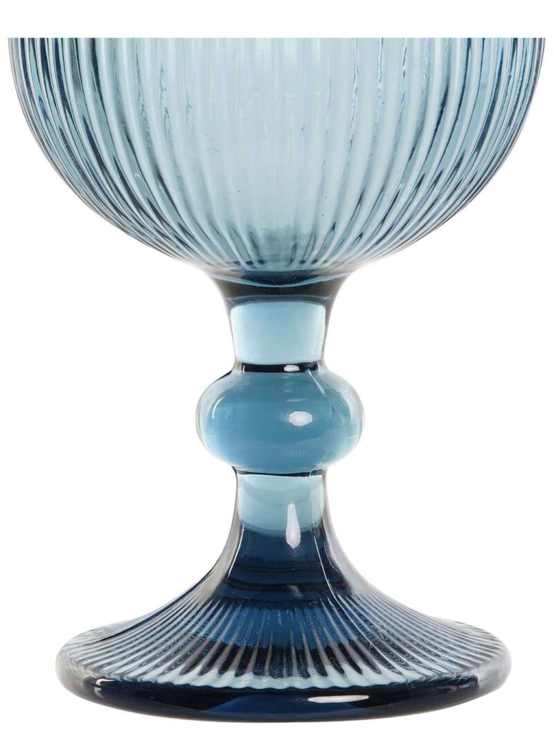 Set Di 6 Bicchieri In Cristallo Grattato Colore Azzurro