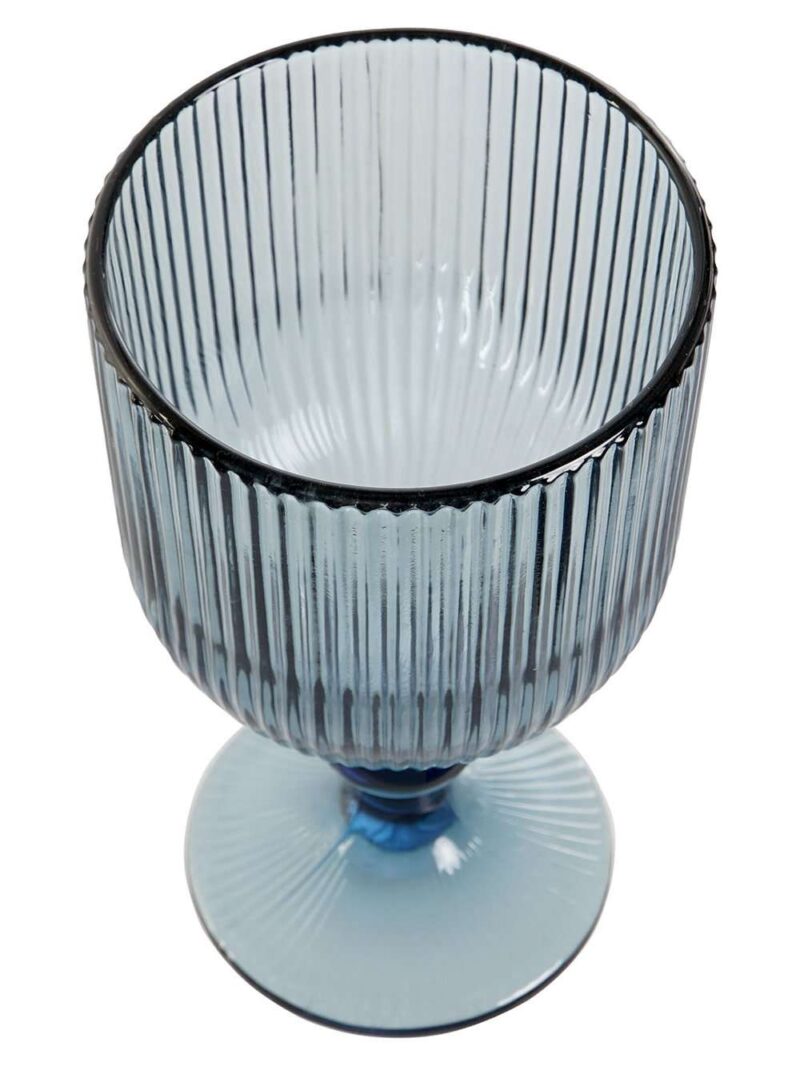 Set Di 6 Bicchieri In Cristallo Grattato Colore Azzurro