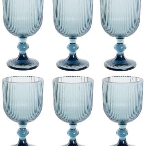 Set di 6 Bicchieri in Cristallo Grattato Colore Azzurro