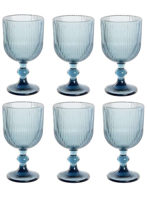 Set di 6 Bicchieri in Cristallo Grattato Colore Azzurro