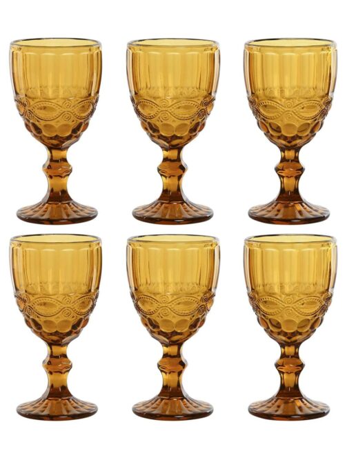 Set di 6 Bicchieri in Cristallo Colore Ambra