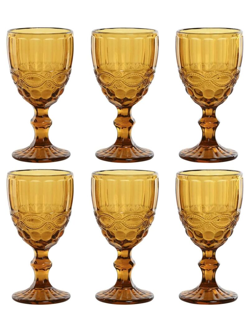 Set Di 6 Bicchieri In Cristallo Colore Ambra