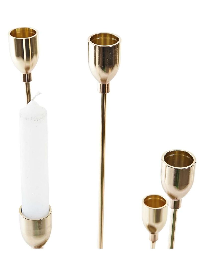 Candelabro In Metallo Dorato A 5 Posizioni