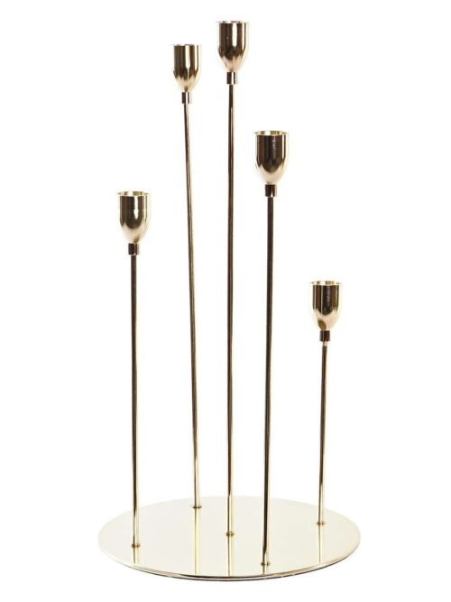 Candelabro in Metallo Dorato a 5 Posizioni