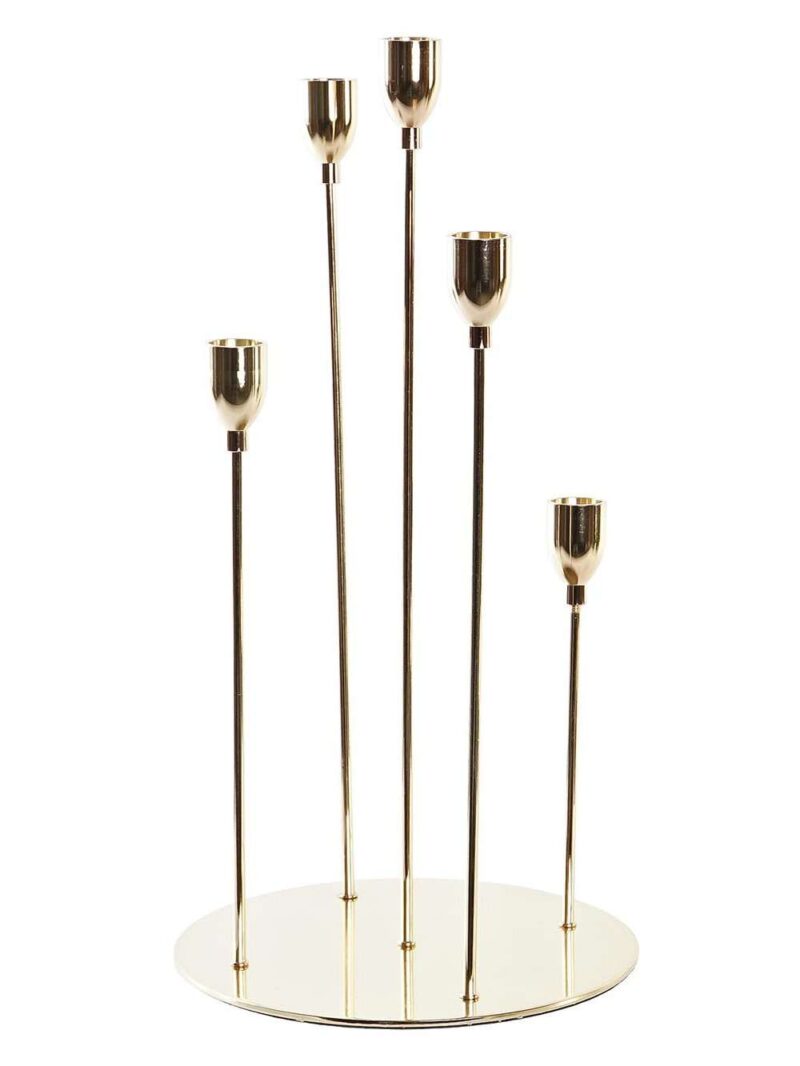 Candelabro In Metallo Dorato A 5 Posizioni