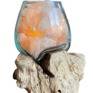 Lampada di Sale UNICA in Vetro e Legno
