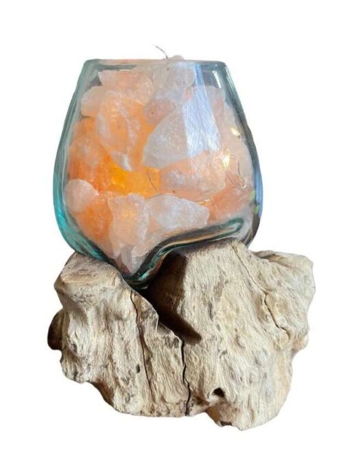 Lampada di Sale UNICA in Vetro e Legno