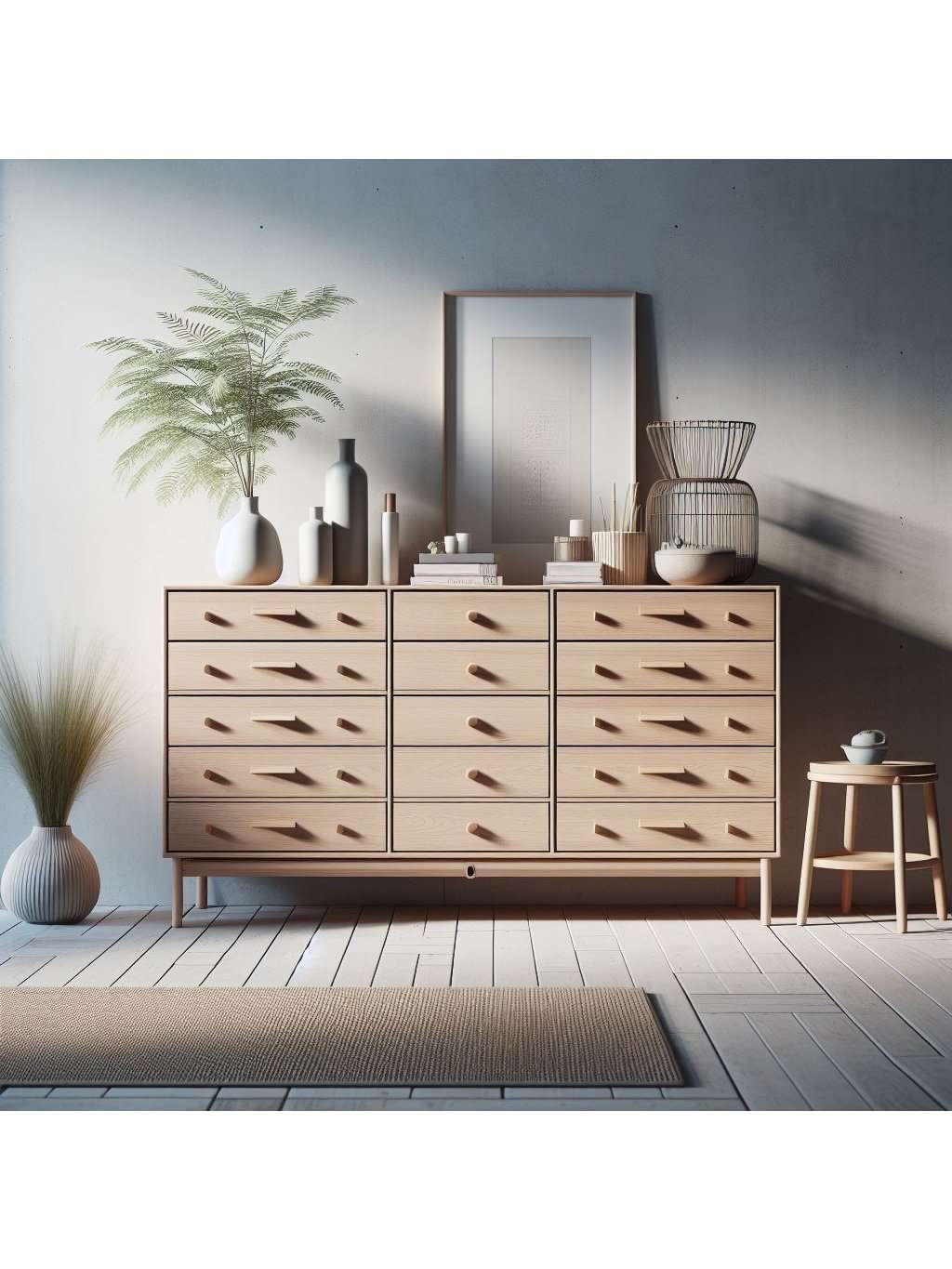 cassettiera categoria Cassettiera Egon con 4 Cassetti in Legno di Acacia e Acciaio – 45x45x90 cm