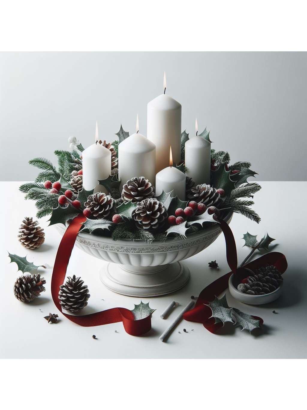 dec tavolo categoria Schiaccianoci Decorativo con Vassoio in Resina Bordeaux Verde 39x29x90 cm – Eleganza Natalizia Classica
