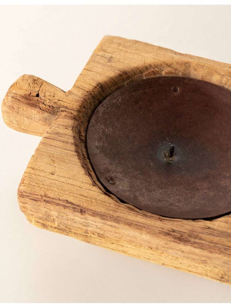 Antico Portacandela Kiliwa In Legno Naturale Riciclato