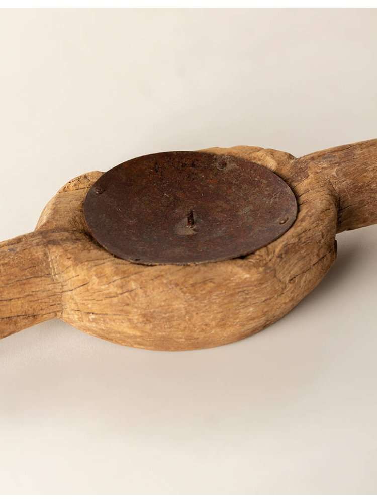 Antico Portacandela Kiliwa In Legno Naturale Riciclato