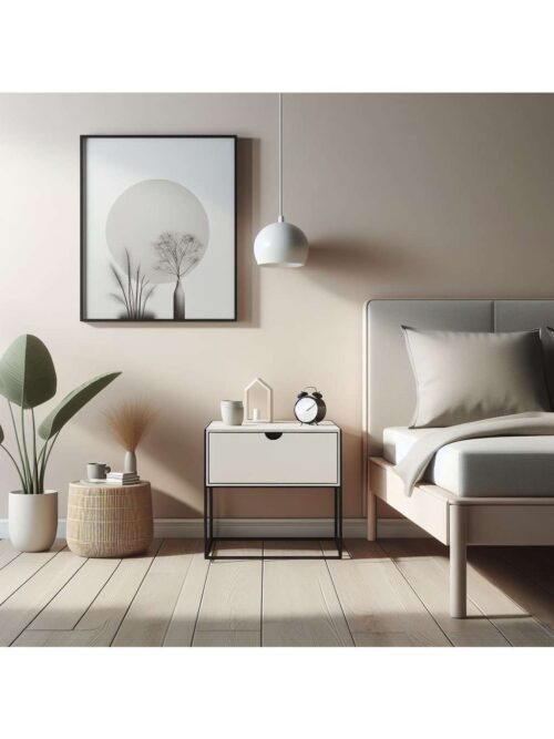 Mobiletto Bianco con 3 Cassetti e 1 Anta 70x38x80 cm – Legno di Abete e MDF