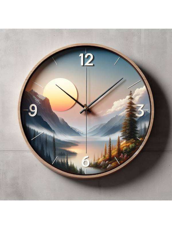 orologi categoria Orologio da Parete Legno Pino e Cristallo 90x90 cm | Meccanismo a Vista | Numeri Romani | Movimento al Quarzo