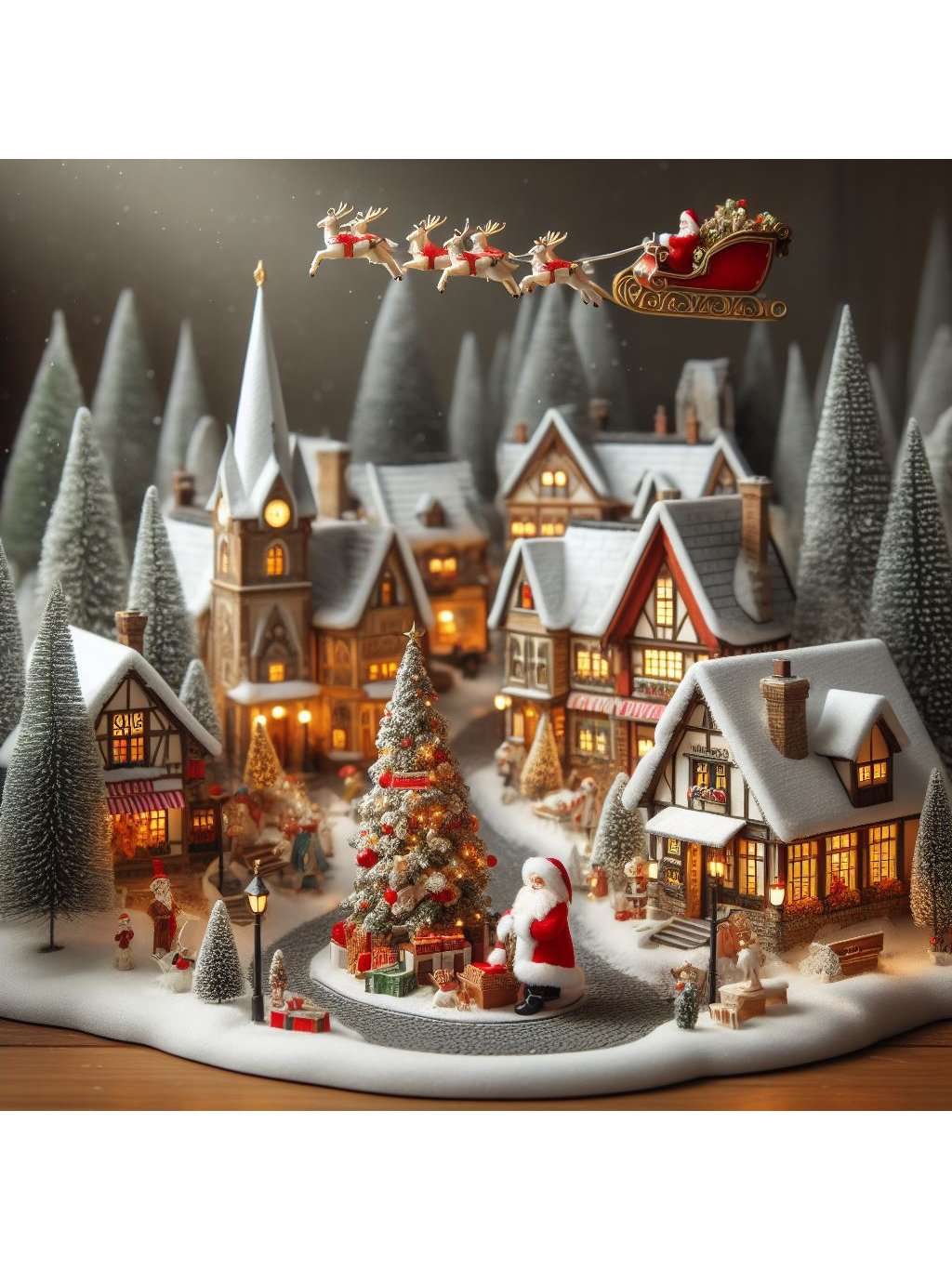 village categoria Scena Invernale di una Cattedrale con Luci Musica e Movimento - Decorazione Natalizia 38x40x52 cm
