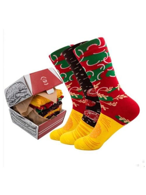 Set di Calzini Divertenti Hamburger Fast Food Box