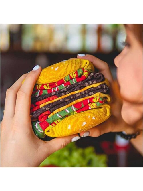 Set di Calzini Divertenti Hamburger Fast Food Box