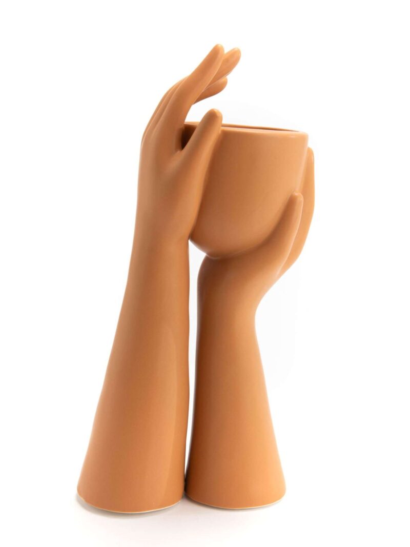 Vaso Mani In Porcellana Colore Terracotta