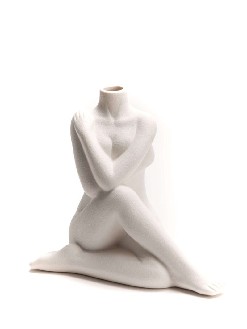 Vaso Fiori Corpo Di Donna In Porcellana Bianca