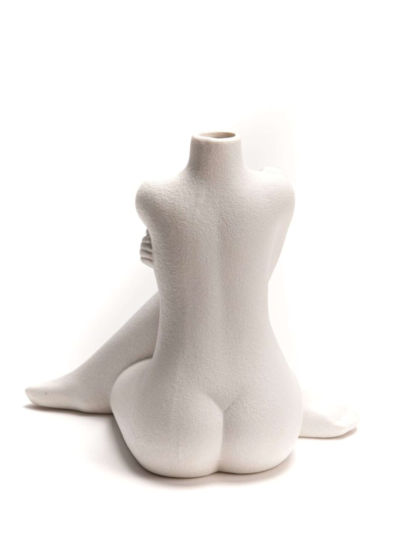 Vaso Fiori Corpo Di Donna In Porcellana Bianca
