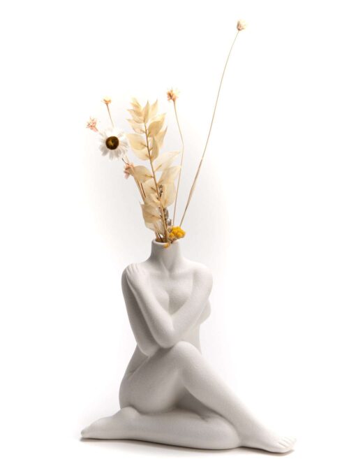Vaso Fiori Corpo di Donna in Porcellana Bianca