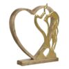 Coppia Stilizzata In Metallo Dorato E Cuore In Legno